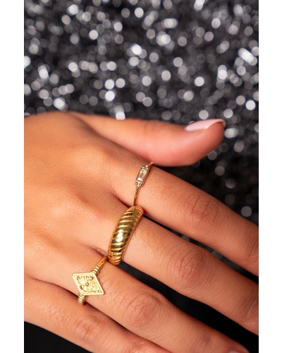 MINIMALISTISCHE RING MET STEEN GOUD