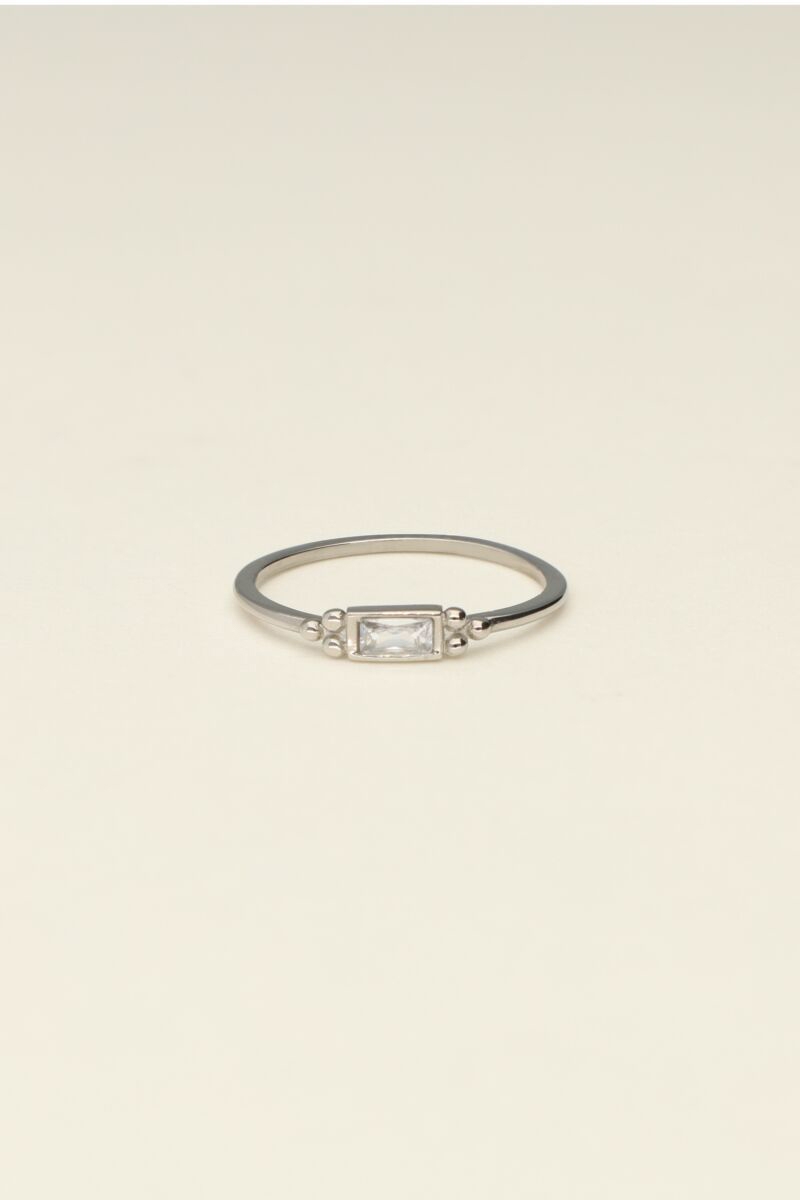 MINIMALISTISCHE RING MET STEEN ZILVER