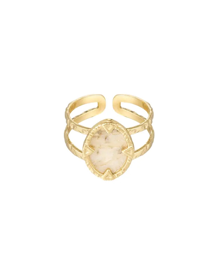 RING MET STEEN GOUD/BEIGE