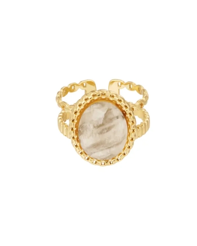Gossip RING DUBBELLAAGS MET STEEN BEIGE