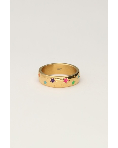 My Jewellery RING MET GEKLEURDE STERREN GOUD