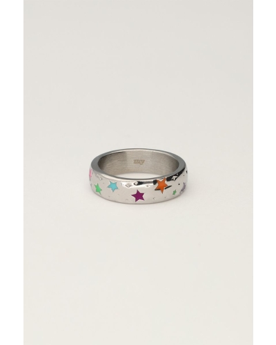 My Jewellery RING MET GEKLEURDE STERREN ZILVER