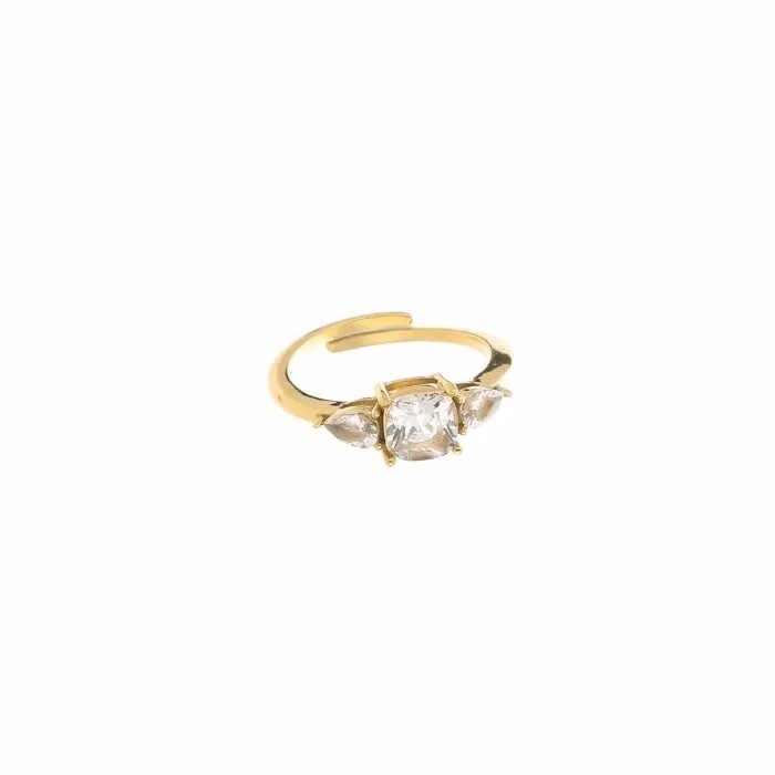VINTAGE RING 3 STENEN GOUD