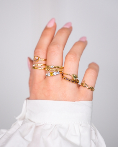 VINTAGE RING LILA STEENTJES GOUD