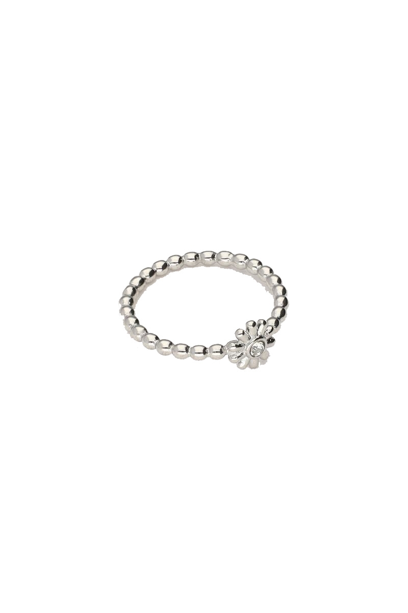 RING BLOEM MET STEENTJE ZILVER