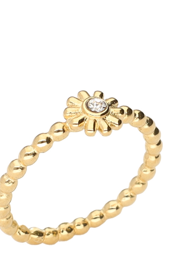 RING BLOEM MET STEENTJE GOUD