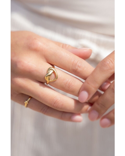 RING MET GETWIST HARTJE GOUD 