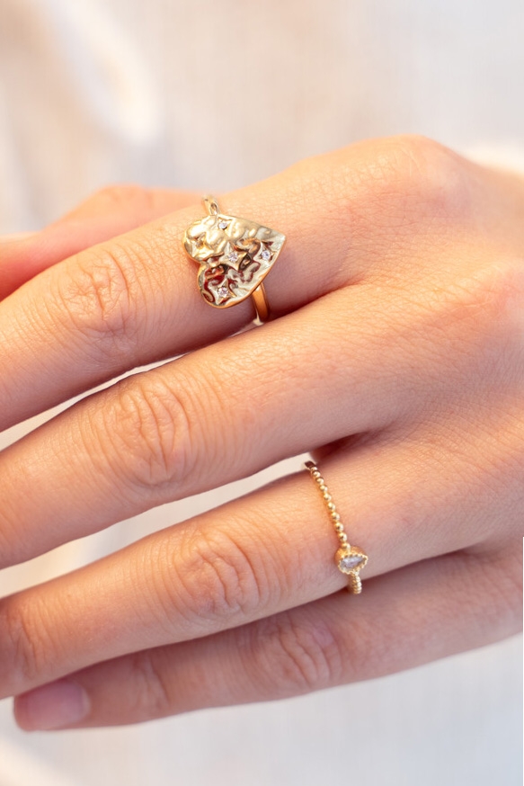 STARRY RING HART MET STRASS GOUD