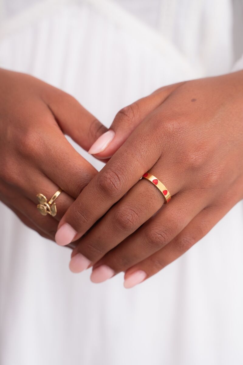 RING RODE HARTJES GOUD