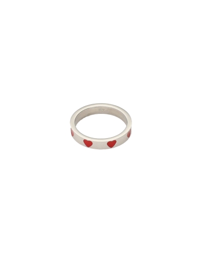 RING RODE HARTJES ZILVER