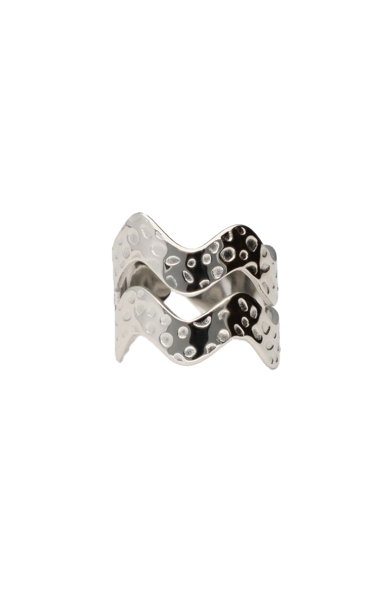 RING MET DUBBELE WAVE ZILVER