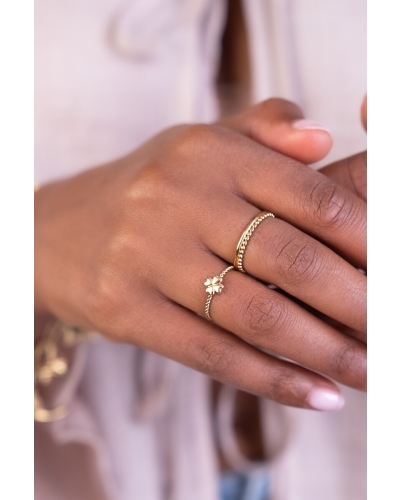 My Jewellery GEDRAAIDE RING MET KLAVER GOUD