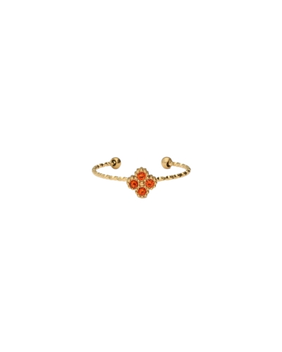 My Jewellery RING MET KLAVER EN ORANJE STRASS GOUD