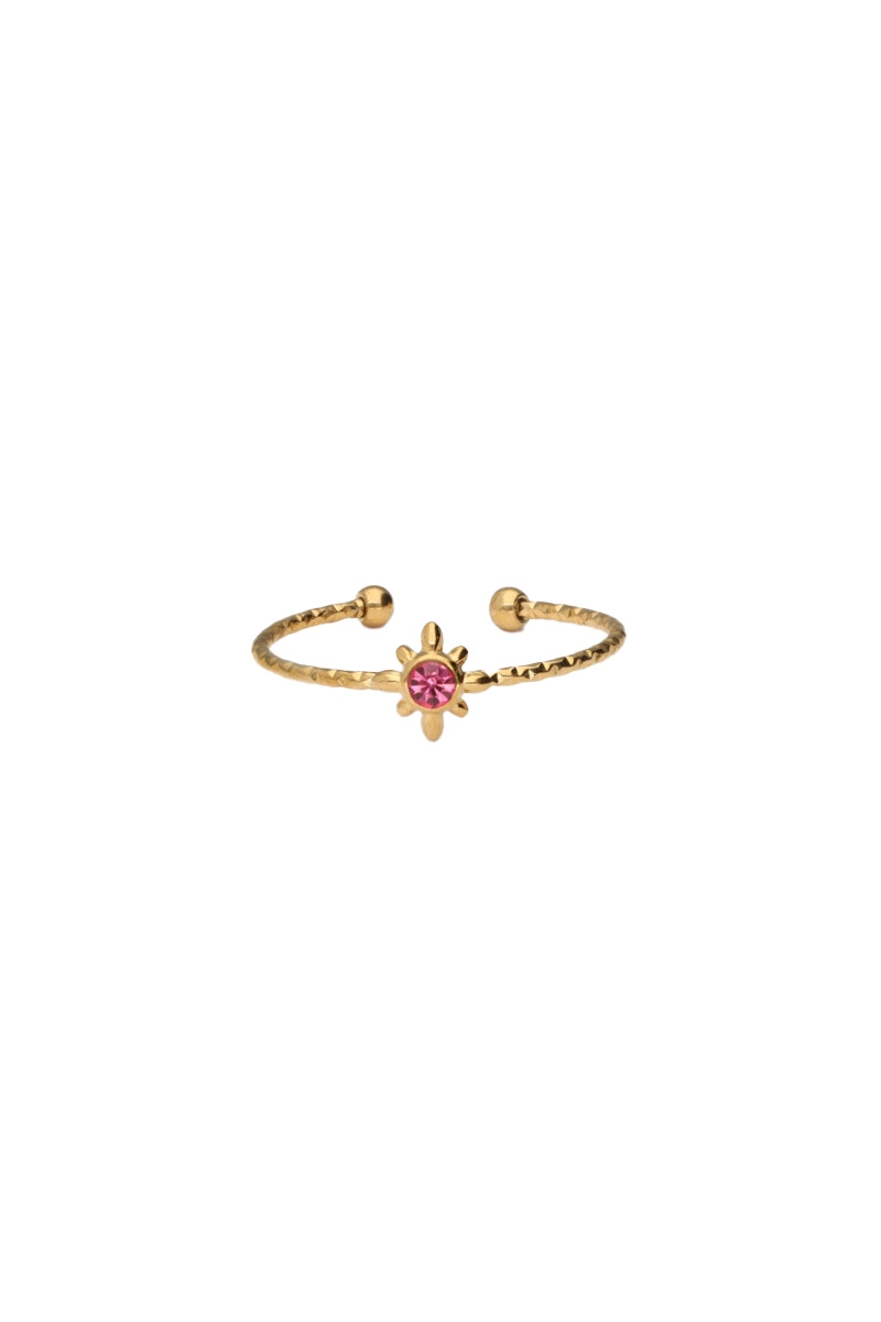 RING MET ZON EN STRASS GOUD