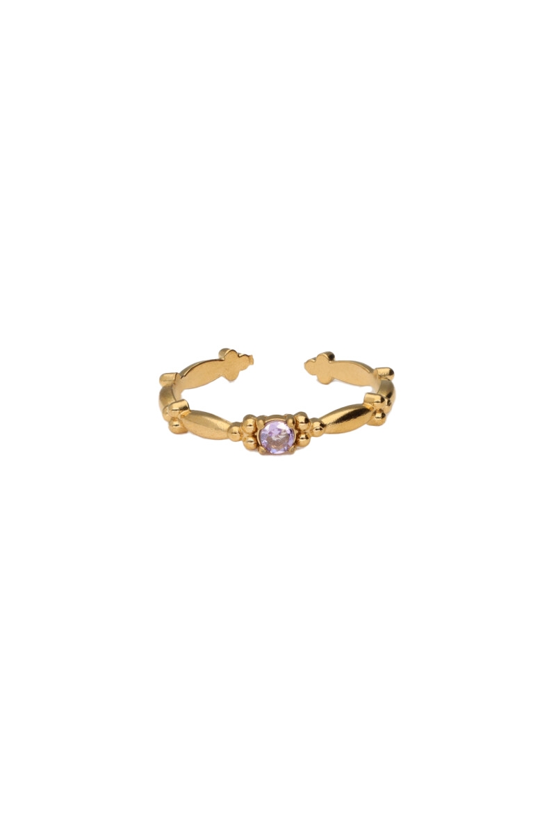 VINTAGE RING MET LILA STRASS