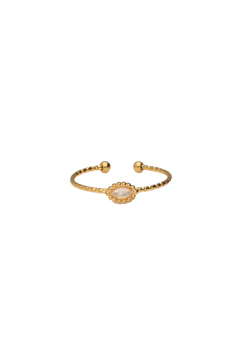 RING MET OVALE ROZE STRASS 