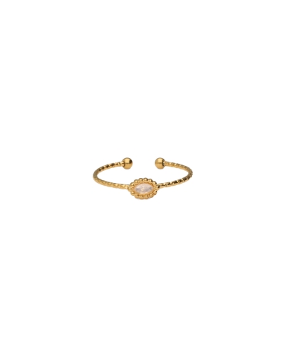 RING MET OVALE ROZE STRASS 