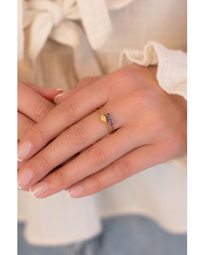 RING MET OVALE ROZE STRASS 