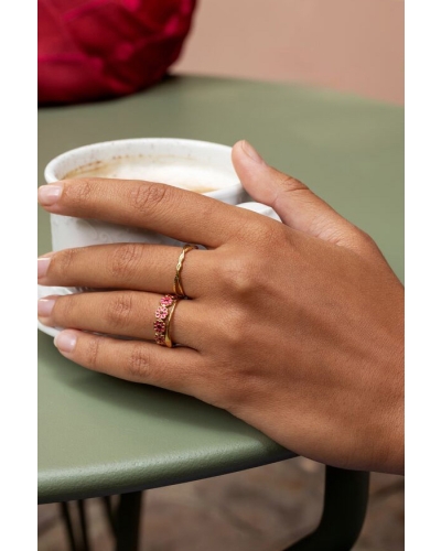 My Jewellery VINTAGE RING MET ROZE & RODE BLOEMEN GOUD