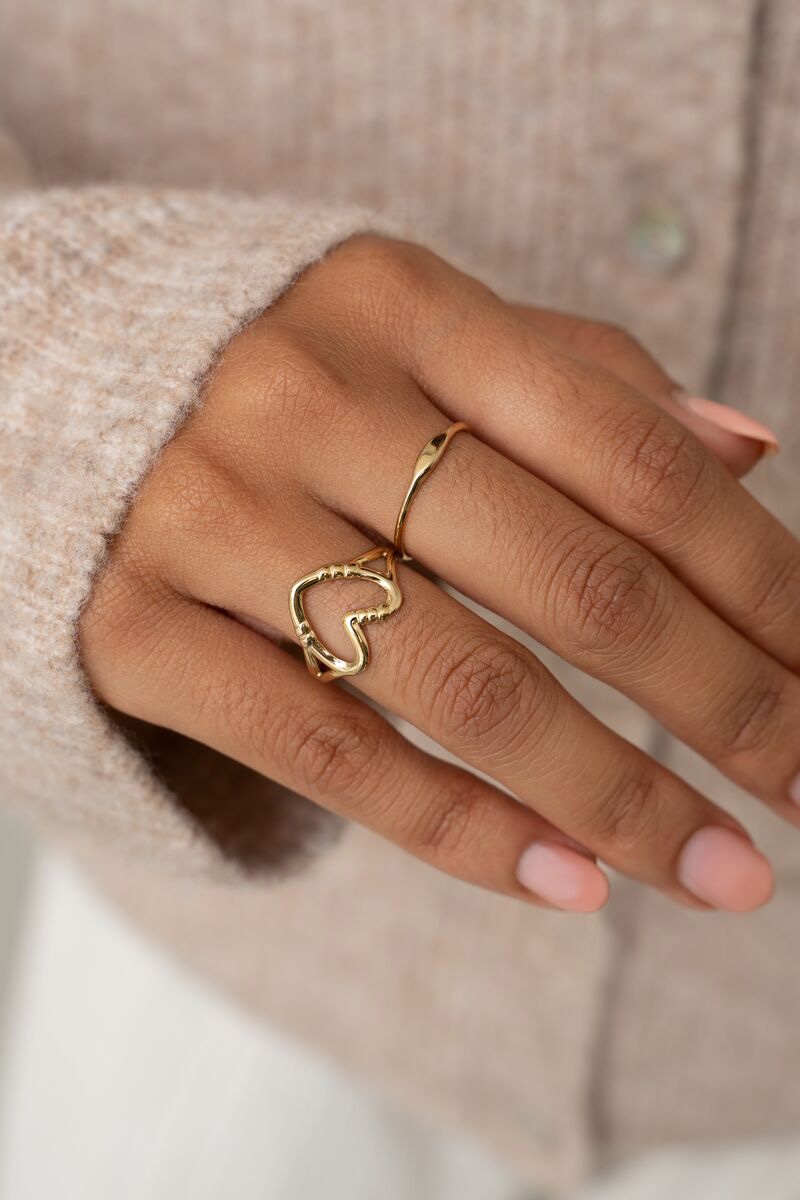 STATEMENT RING MET OPEN HART GOUD