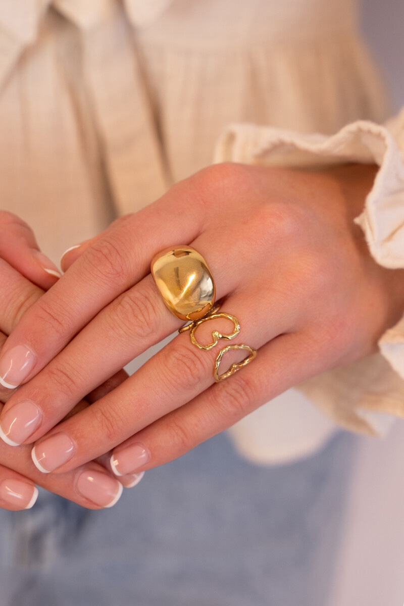 STATEMENT RING MET OPEN HART GOUD