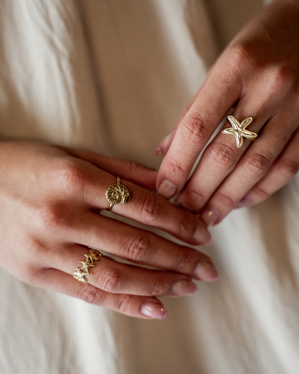 VERSTELBARE RING ZEESTER GOUD