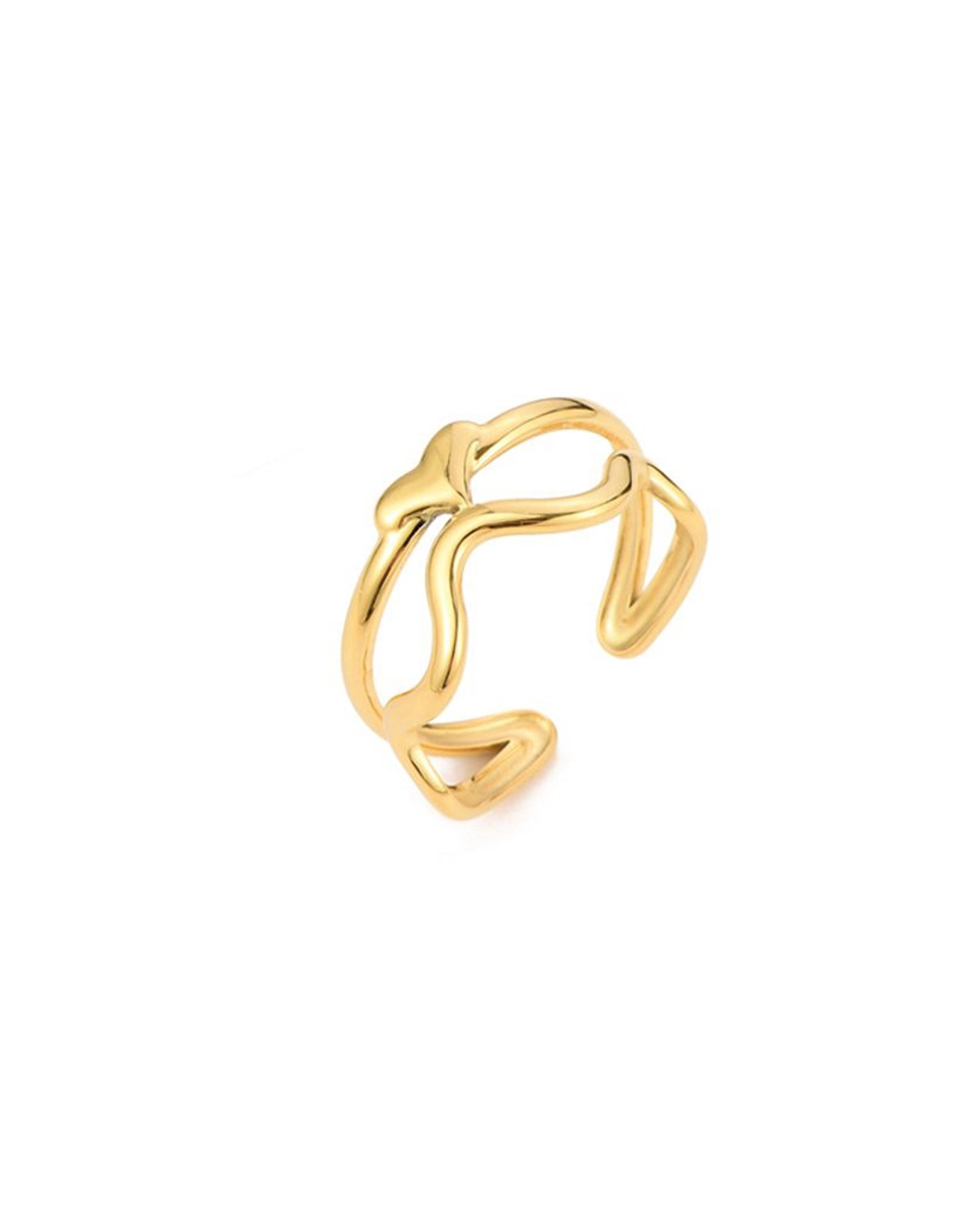 RING WAVEY HART GOUD