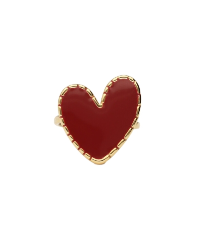 RING BURGUNDY HEART GOUD