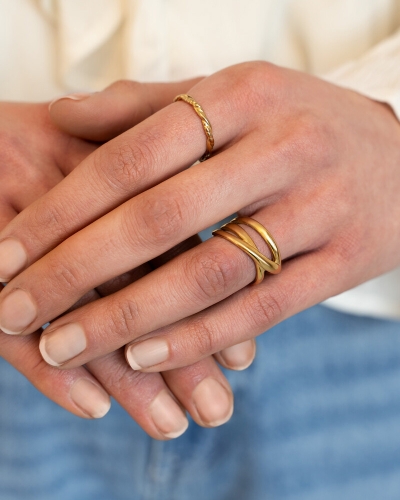 My Jewellery RING TRIPLE DIAGONAL GOUD