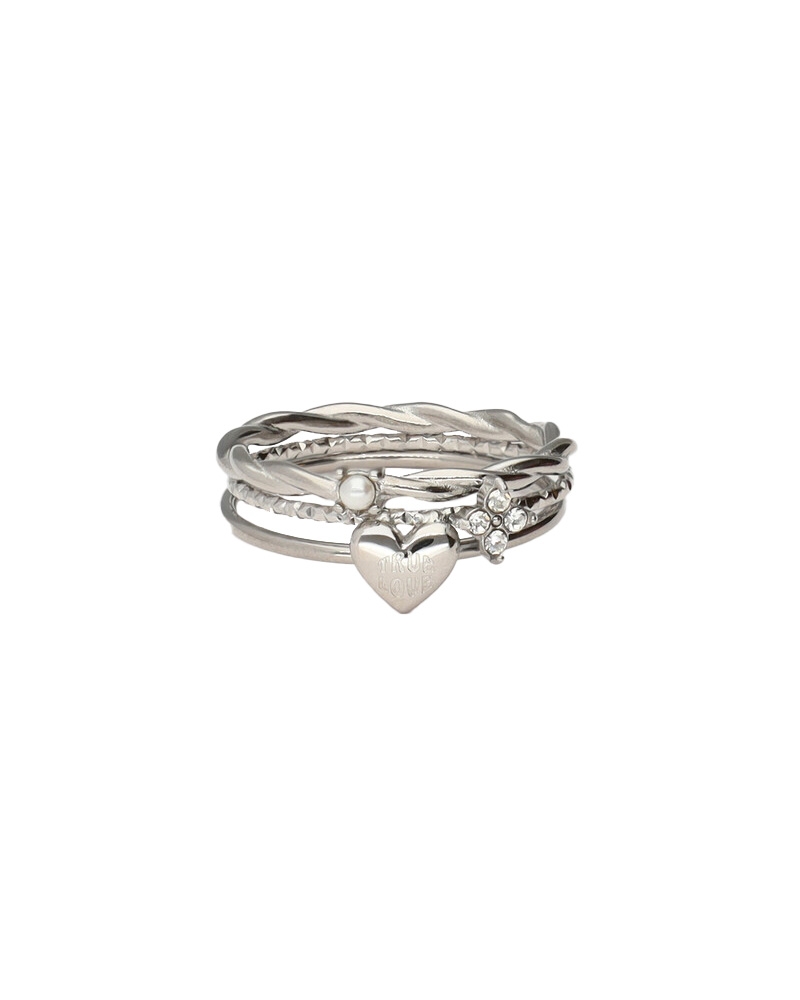 DRIEDUBBELE RING LOVE MET STRASS