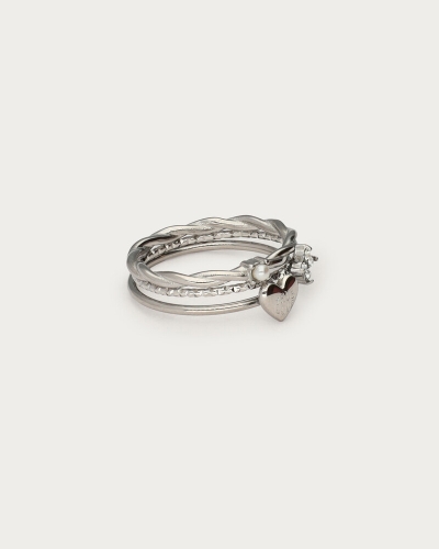 DRIEDUBBELE RING LOVE MET STRASS