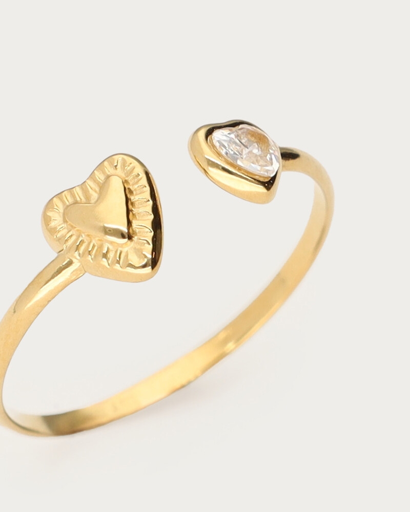RING MET HARTJES EN STRASS