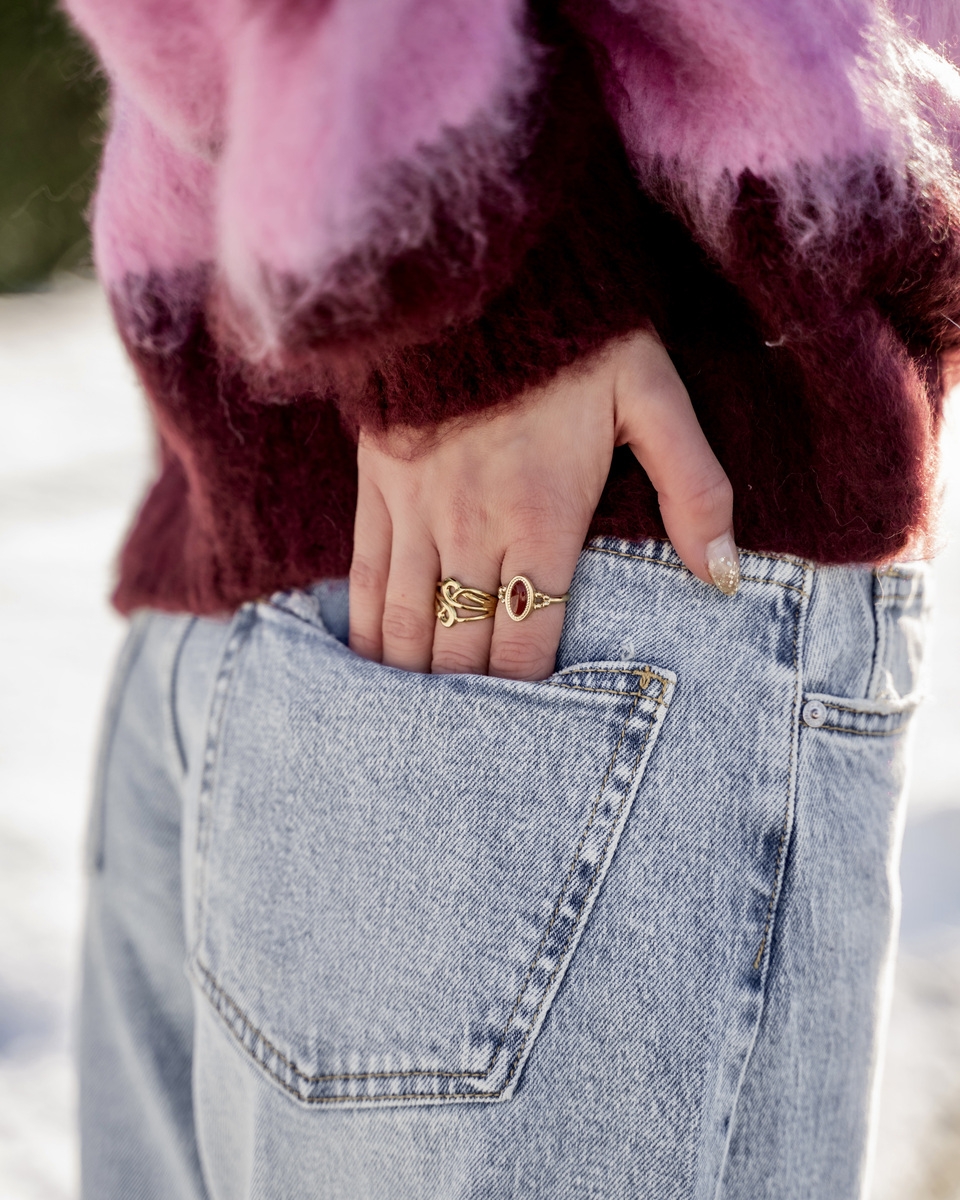 VINTAGE RING MET STEEN RODE AGAAT