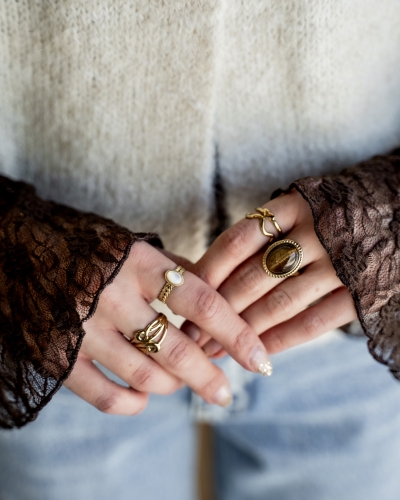 Gossip GEVLOCHTEN RING MET STEEN GOUD/WIT