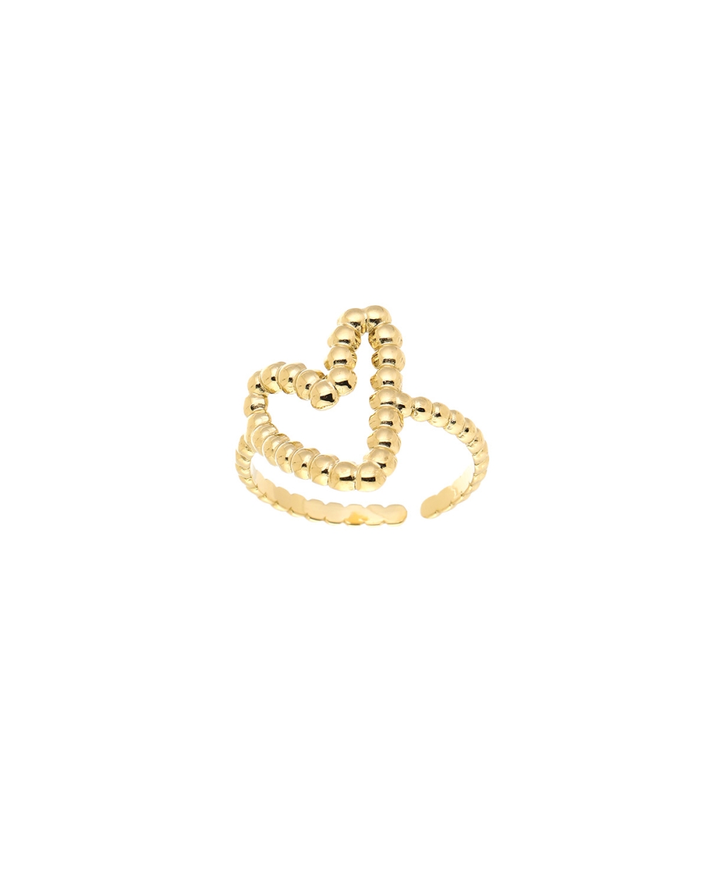 RING HARTJE MET BOLLETJES GOUD