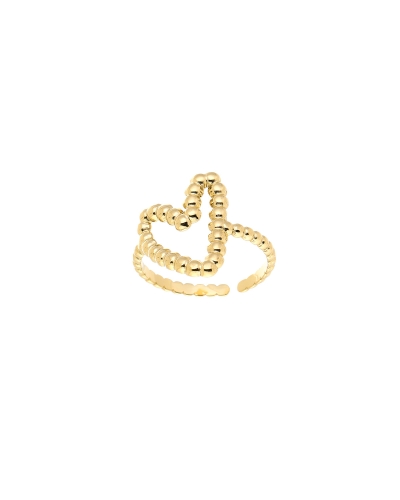 RING HARTJE MET BOLLETJES GOUD