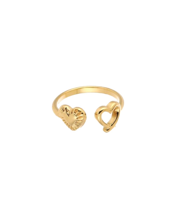 RING DUBBELE HARTJES GOUD