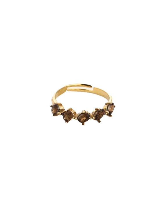 RING ZIRKONIA GOUD BRUIN