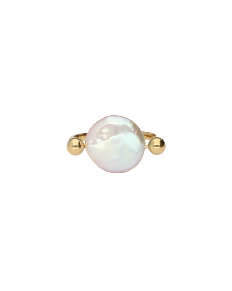 BOLD RING MET GROTE IMITATIEPAREL