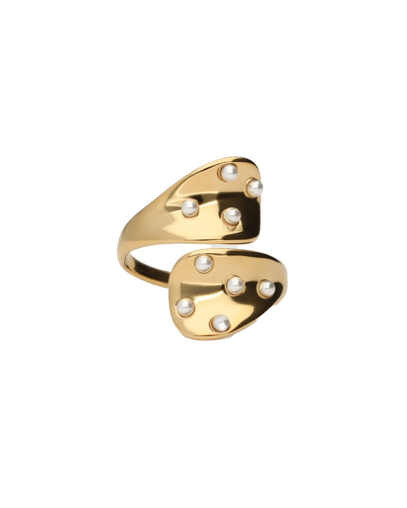 BOLD RING MET WIKKEL EN MINI PARELS