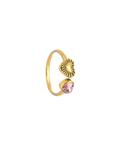 RING MET DUBBEL HART GOUD/ROZE
