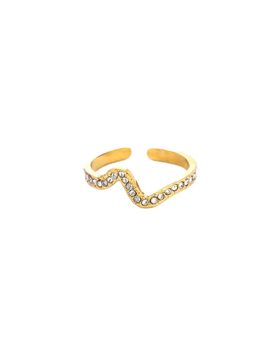 ZIRKONIA RING WAVY GOUD