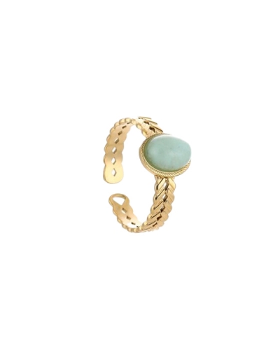 GEVLOCHTEN RING MET STEEN GOUD/BLAUW