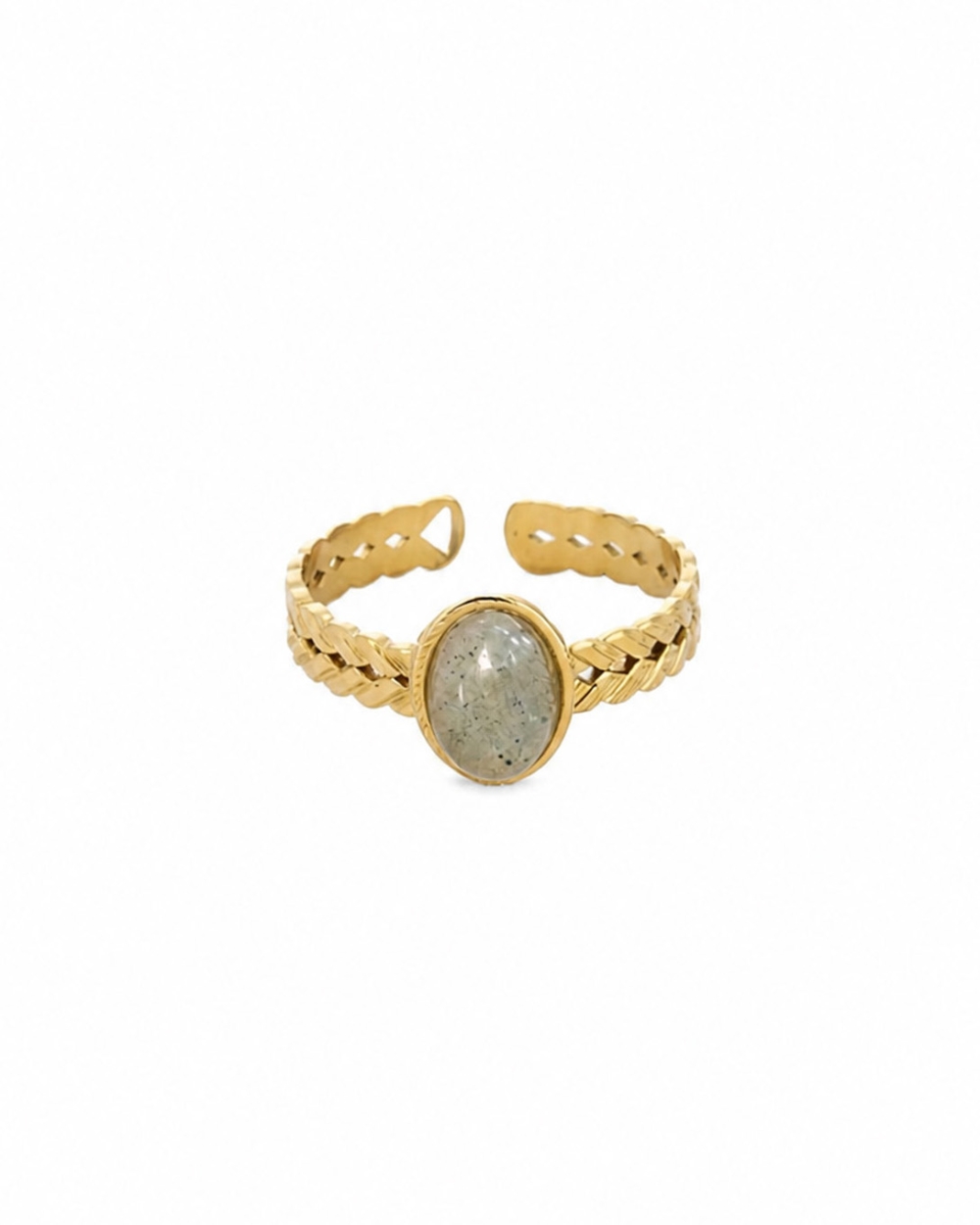 GEVLOCHTEN RING MET STEEN GOUD/PECTROLITE