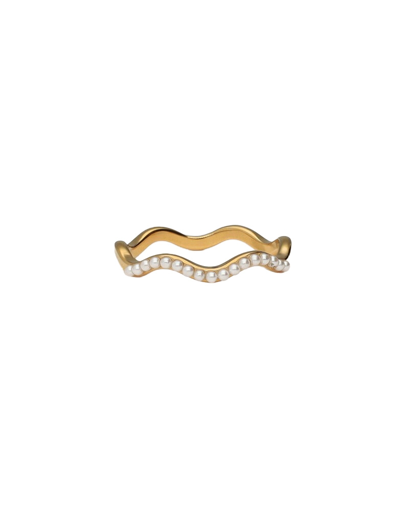 RING MET IMITATIEPARELS SWIRL GOUD