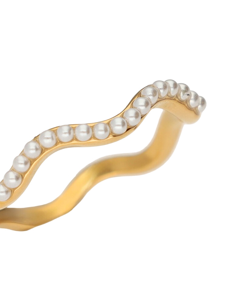 RING MET IMITATIEPARELS SWIRL GOUD