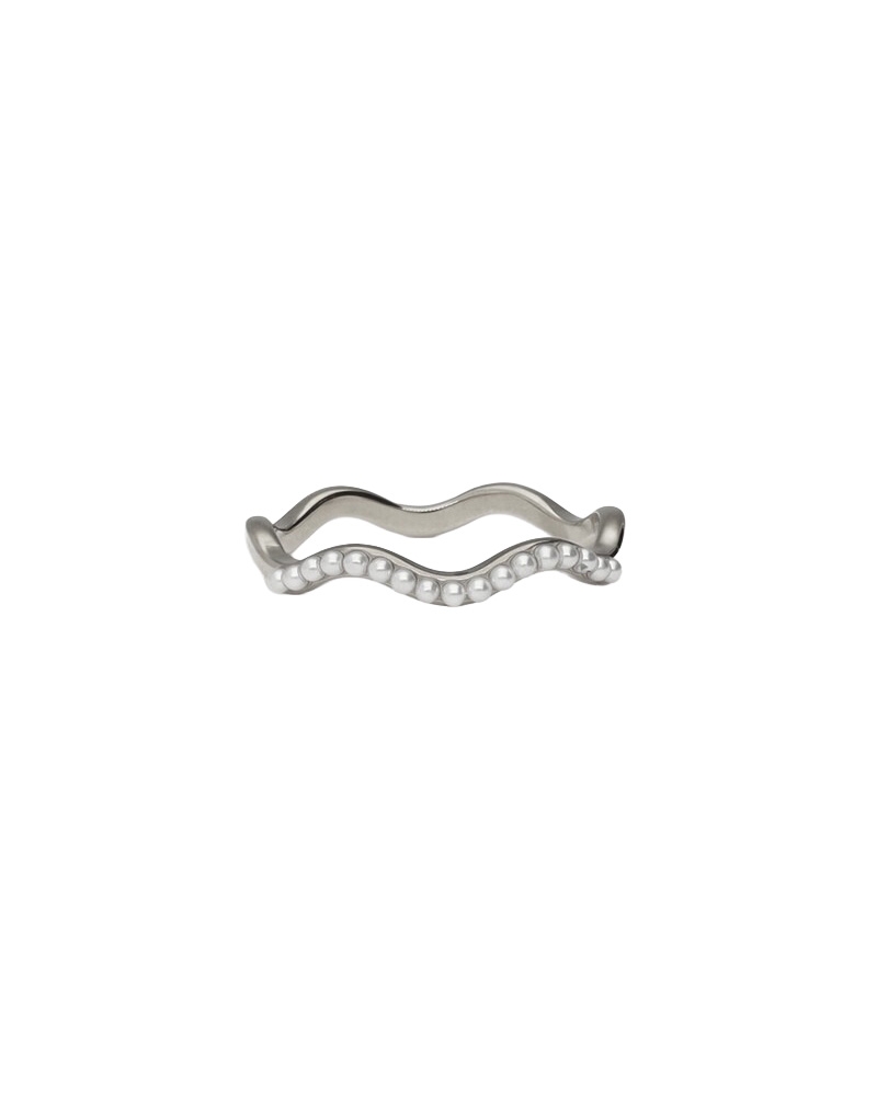 RING MET IMITATIEPARELS SWIRL ZILVER 