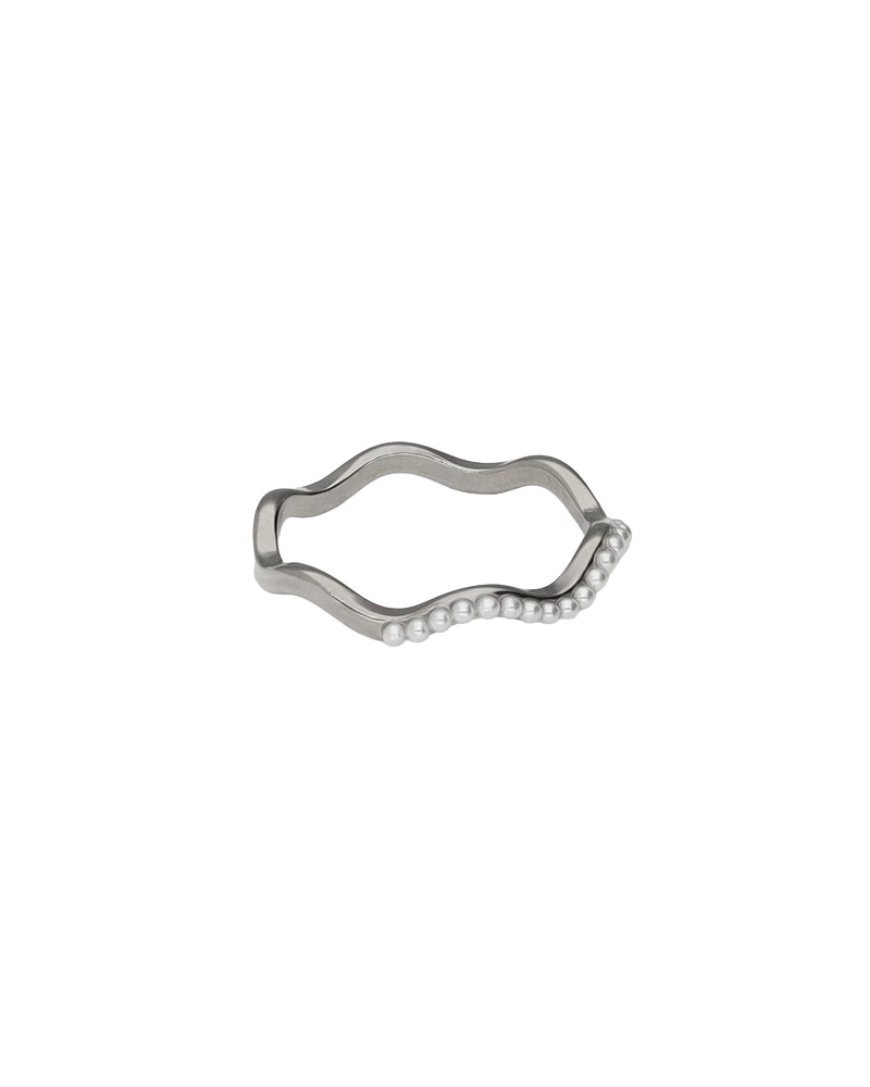 RING MET IMITATIEPARELS SWIRL ZILVER 