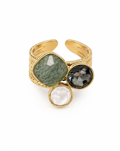 Gossip the Label DRIE STENEN RING Groen