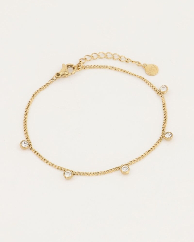 ARMBAND VIJF STRASS STEENTJES GOUD